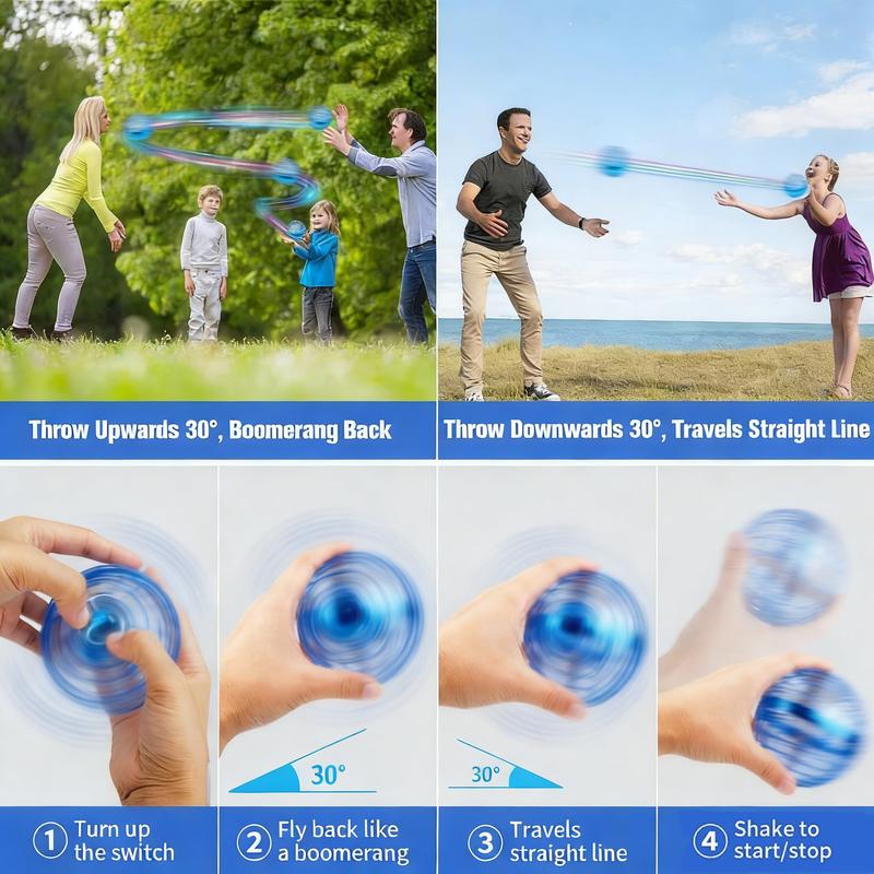 Gesture Control UFO Flying Ball - LED Fidget Drone for Stress Relief & Focus | Auto Return Hand Motion Sensing Toy | Indoor Outdoor Hover Games for Kids Teens Adults | Birthday Christmas Gift | Party Beach Camping Fun Neon