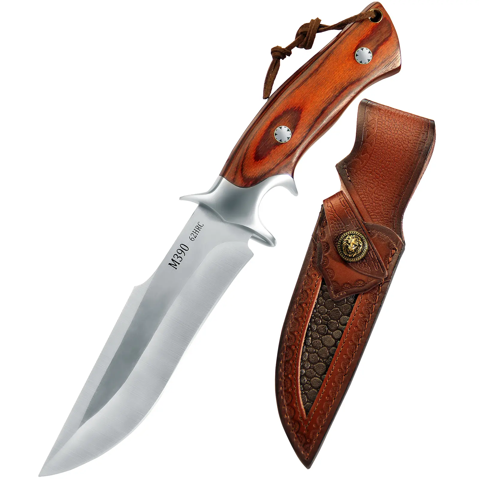 M390 Stainless Steel Wood Handle Kitchen Knife Set with Sheath, a High - end Gift Set. Essential for cutting meat, vegetables, and fruits in the kitchen and dining room. A perfect Father's Day gift. The best gift for men. Wooden
