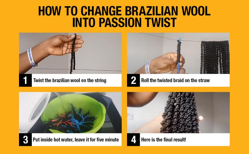 Authentic Brazilian Wool Hair Yarn for Braids 3pcs