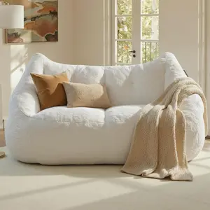 Relefree 70.9" Modern Loveseat Sofa,Oversized Bean Bag Chairs for Adults,Plush Modern Boneless Loveseat,Bean Bag Couch for Reading,Mini Small Couches for Living Room,Bedroom,Apartment,Cream White
