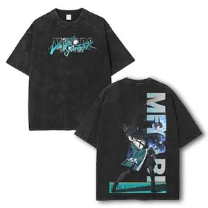 Retro Limited Miyabi ZenLess Zone Zero Washed T-Shirt, Crew Neck Casual Tshirt Menswear Collar, Gifts for him, subtle anime clothing, Viral Trendy Graphic Cotton