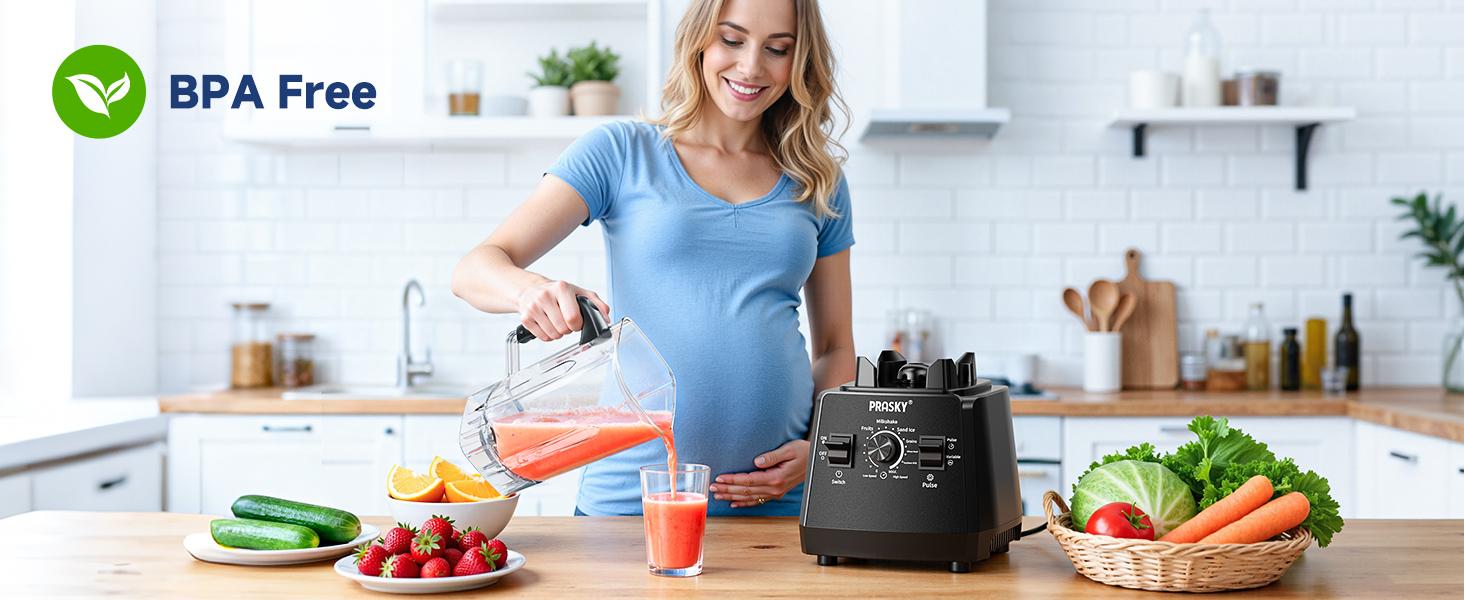 PRASKY 3L/102Oz Blender Pro and Grinder Combo, 25000RPM High-Speed Ice Crusher for Smoothies, Frozen Fruits, Coffee Beans, Spices, BPA-Free Large Jar Blender Juicer Machine