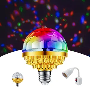Indoor Atmosphere Light Colorful Golden Magic Ball - KTV Atmosphere Light Colorful Rotating Color Light Universal E27 Screw Mouth Light Bulb Flash Rotating Magic Ball Light,Christmas Indoor Ambient Light