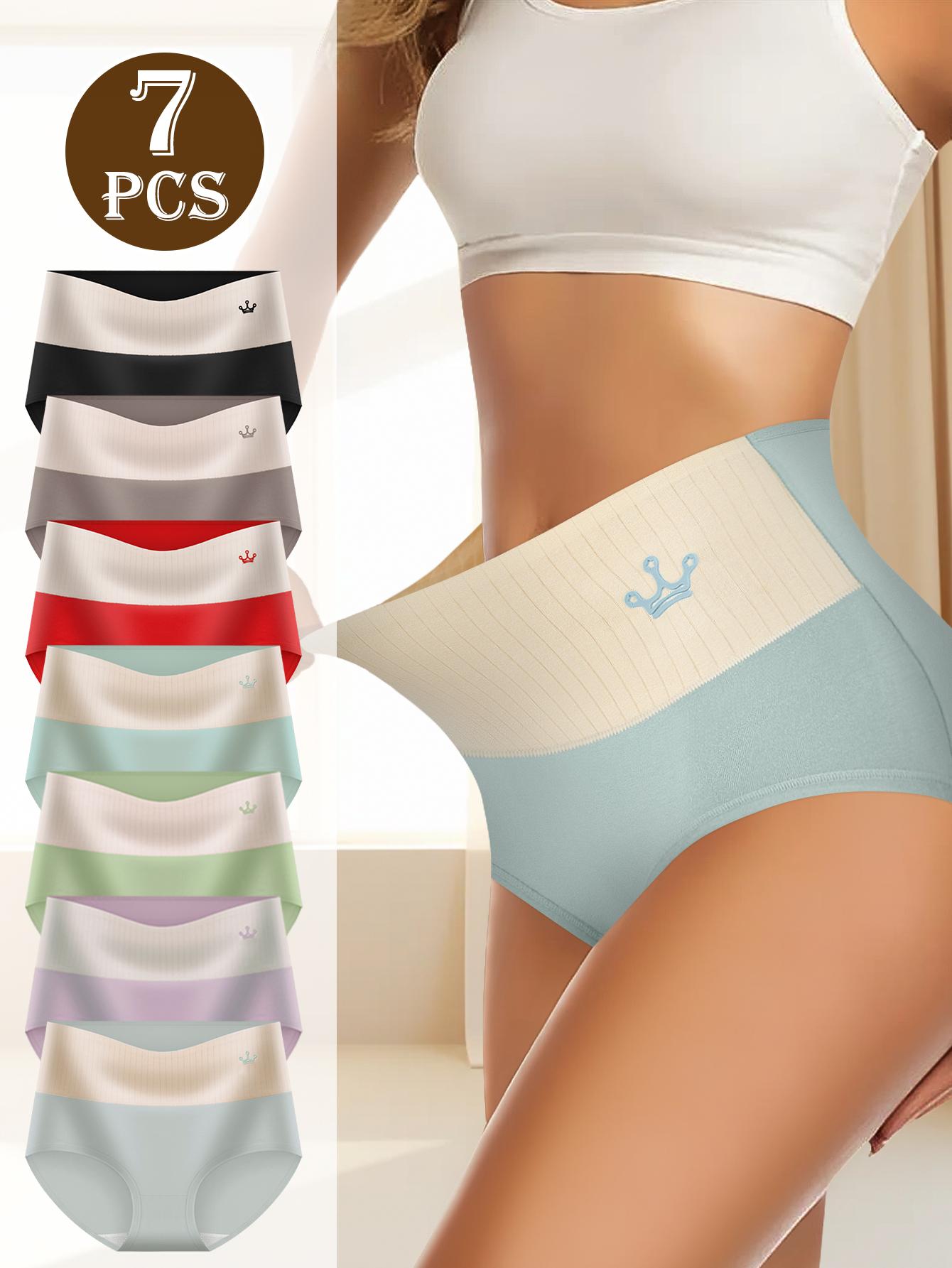 QUASTI Women's 7-Pack High-Waisted Cotton Seamless Compression Briefs - Color Block Style, Soft Elastic Comfortable Fabric, Tummy Control, Hip Lifting, Anti-Ride Up, Breathable, S-XXL, 7 Pcs / 7 Color, Elegant QUASTI Women's 7-Pack High-Waisted Cotton Seamless Compression Briefs - Color Block Style, Soft Elastic Comfortable Fabric, Tummy Control, Hip Lifting, Anti-Ride Up, Breathable, S-XXL, 7 Pcs / 7 Color, Elegant