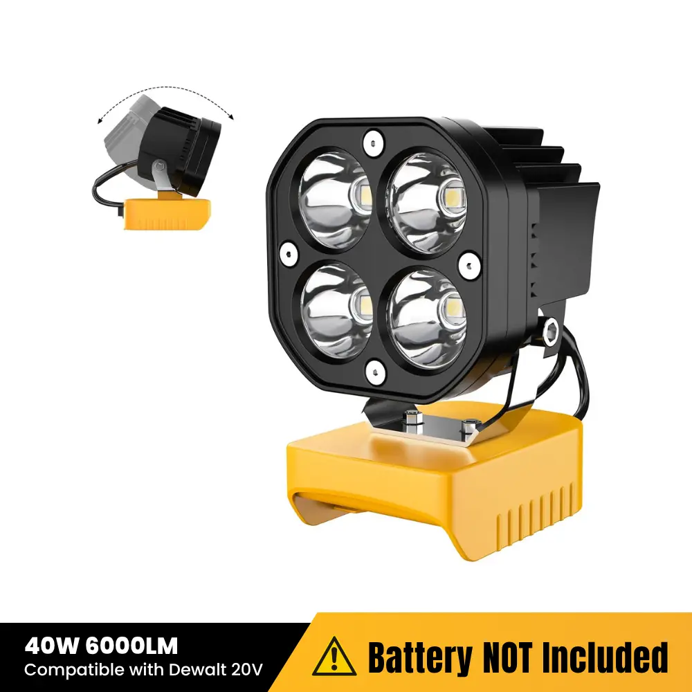 Azocek LED Work Light Compatible with Dewalt 20V Battery, 40W 6000LM Flashlight, 20V Battery Cordless Work Light 120°Adjustable with Low Voltage Protection for Outdoors and Job Site Lighting [Battery Not Included]
