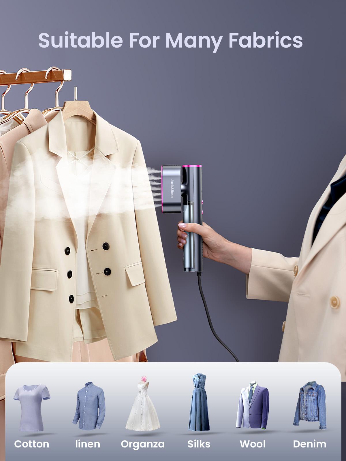 Jack ＆ Rose Steamer for Clothes, 100-240V Wide Voltage, 15s Fast Heat Up ,Steamer Iron 2 In 1, Large Ceramic Heat Panel, Portable for Global Travel,Household Appliances clothes iron