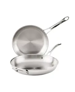 Anolon EverLast Stainless Steel 2-Pc Tri-Ply Clad Frying Pan Set Exclusively at Macy's Cookware