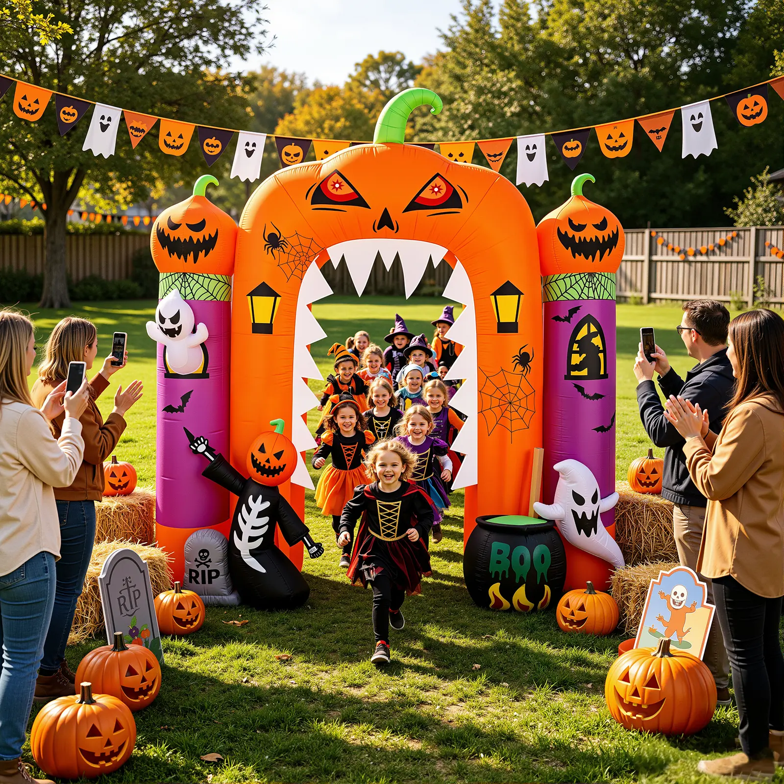 SHareconn Giant 10FT Inflatable Pumpkin Halloween Decoration, LED-Lit Blow-Up Pumpkin with Durable Tarpaulin, Indoor Outdoor Lawn Yard Front Porch Decor
