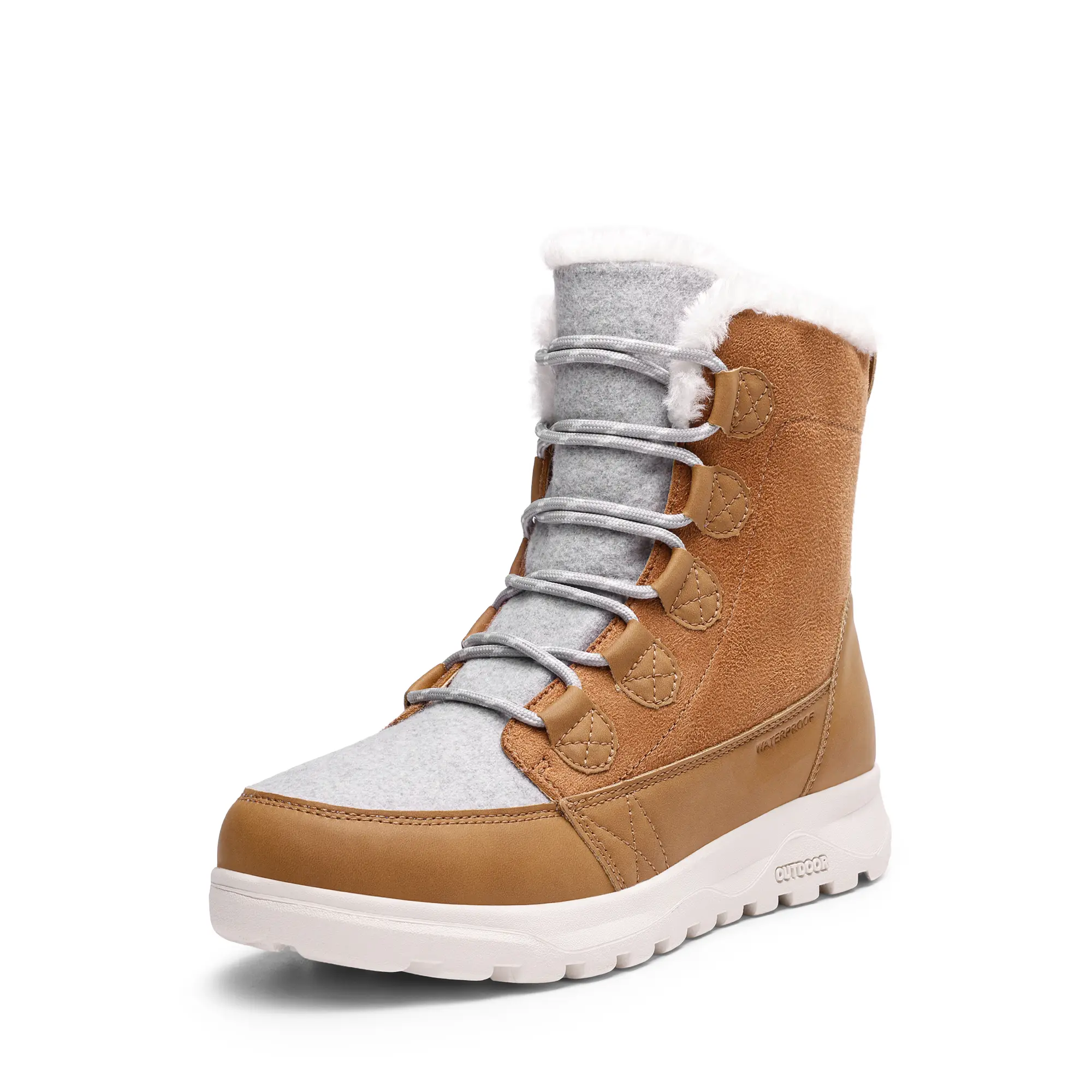 Dream Pairs Women's Winter Snow Ankle Booties, Warm Faux Fur Lined Lace-Up, Water-Repellent, 2mm Foam Insulated, Shock-Resistant Lug Sole EVA Walking Shoes
