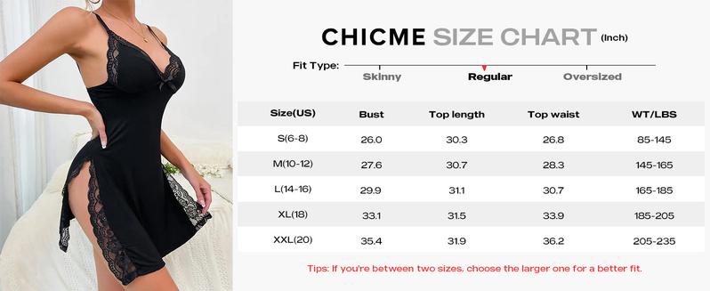 ChicMe Women's Lace Trim Side Slit Modal Cami Sleep Dress Loungewear Cute Night Gown for Women Lightweight Lingerie Soft Nightwear