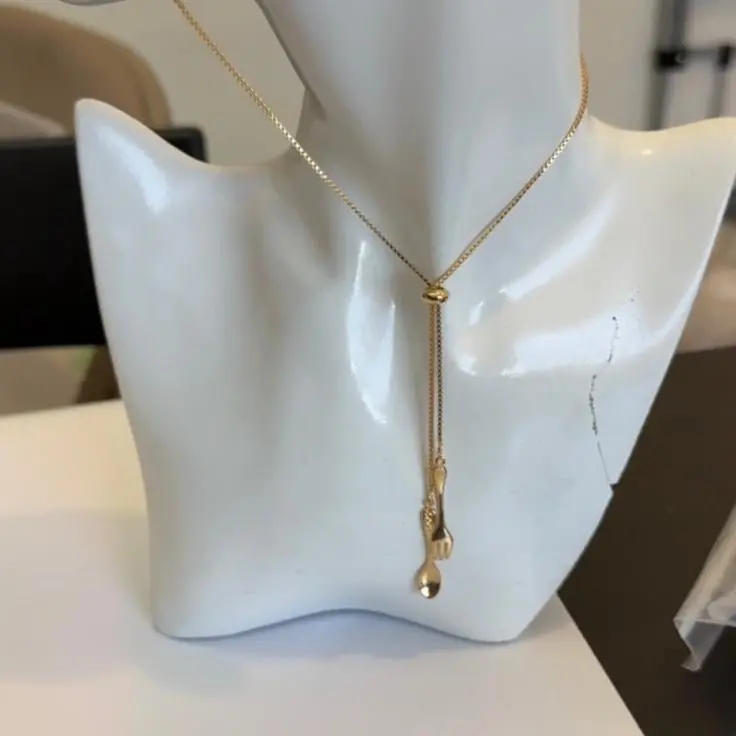 18k Gold Plated Tie Necklace with Dangle Design for Elegant Outfits