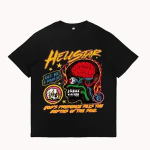 HeIIstar Short-Sleeve T-Shirt Retro Street Style Y2K Fashion Trend Hip-Hop Sports Cotton Summer Short-Sleeve Top