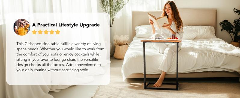 Pipishell End Table C-Shaped, Sofa Side Table，Bedside Table，27 inches High, Side Table for Couch Slide Under, Modern Nightstand,   for Living Room, Bedroom wooden#TikTokShopBlackFriday