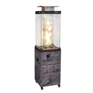 "Afterglow Glass Top + Terrafab Base Fire Heater Internal Gas Tank Kd Column 41000Btu, Grey "