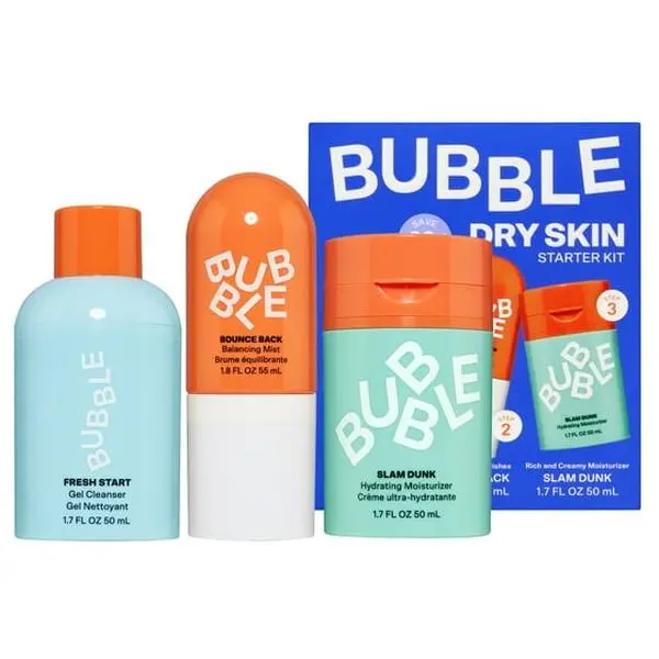 Bubble Skincare Paquete de Rutina Hidratante de 3 Pasos, para Piel Normal a Seca, Unisex, Juego de 3