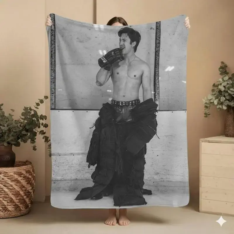 Vintage Heated Rivalry Fleece Throw Blanket Cozy LGBT Pride Bold Poster Style Artwork Soft Micro Light Fur Personalized Faces Hip Hop Lover Office Use Football Season Gift