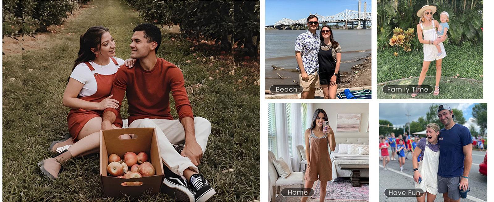 JovenPara Women Cotton Blend Shortall Linen Dual Pocketed Adjustable Strap Cream Pinafore Overall Romper