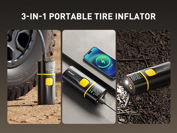 AUXITO A502 Tire Inflator Portable Air Compressor - Air Pump for Car Tires 25000mAh Portable Tire Inflator for Car Bike Motorcycle with Tire Pressure Gauge & LED Light, Car Accessories AUXITO A502 Tire Inflator Portable Air Compressor - Air Pump for Car Tires 25000mAh Portable Tire Inflator for Car Bike Motorcycle with Tire Pressure Gauge & LED Light, Car Accessories