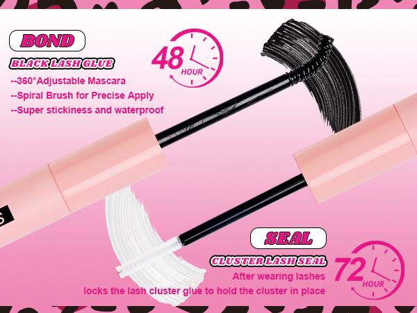 MilyBest Cove Eyelashes ,1 Set Mixed Length Individval Eyelash Extensions Kit,Self Grafting False Eyelashes with Tweezers&Glue&,Prefessional Eye Makeup Accessories for Women