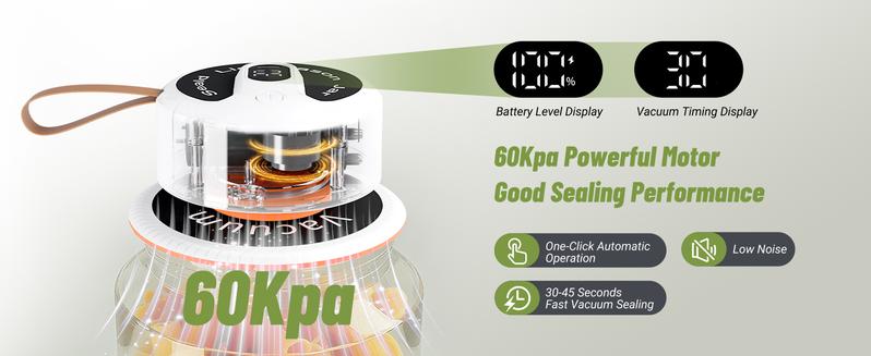 INKBIRD Compact Vacuum Sealer Handheld Portable with 60Kpa Suction Includes 4 Mason Jar Lids 2 Food Bags & 2 Wine Stoppers Rechargeable Design-TikTokShopHolidayHaul