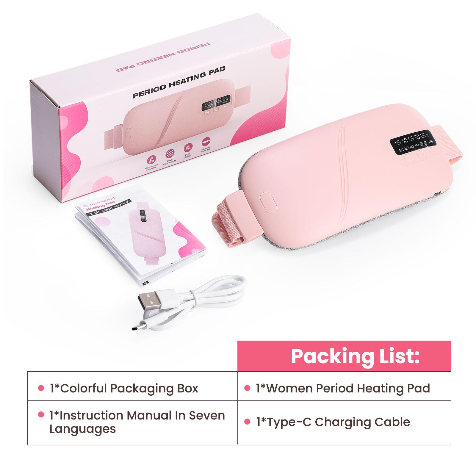 Menstrual Heating Pad Smart Uterus Warmer Belt, Cordless Heating Pad, Electric Waist Belt, Waist-Vibrating Abdominal Massager vibration massage warm palace lumbar body care machine Pad and Vibrating Massager heat rechargable cramps shurt