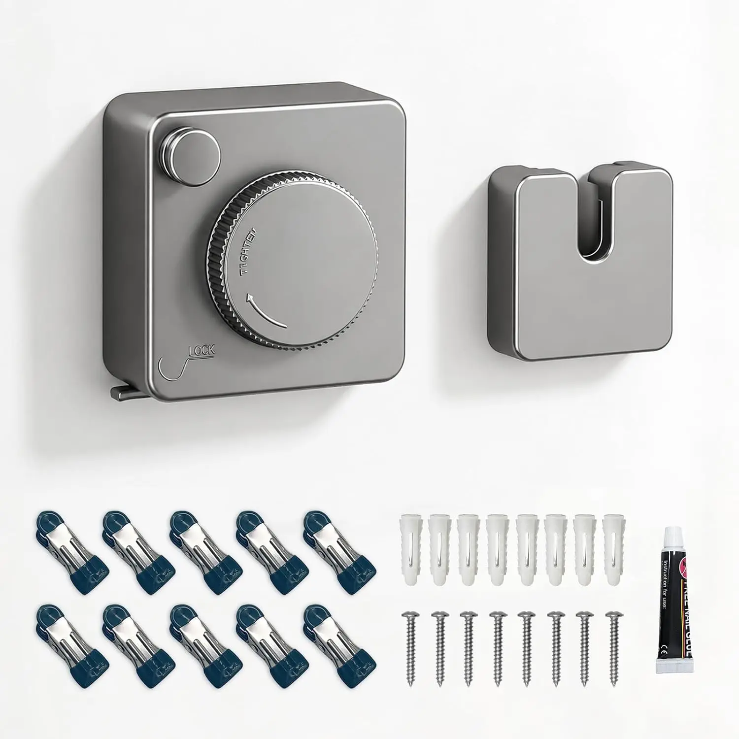 Wall Mount Retractable Washing Line, Auto Slow Retract Lockable Clothes Drying Rope for Indoor & Outdoor Use