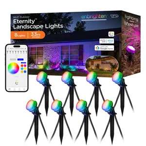 Enbrighten VIBE WiFi Color-Changing Eternity Landscape Lights, 8 Lights, 33ft. Black Cord