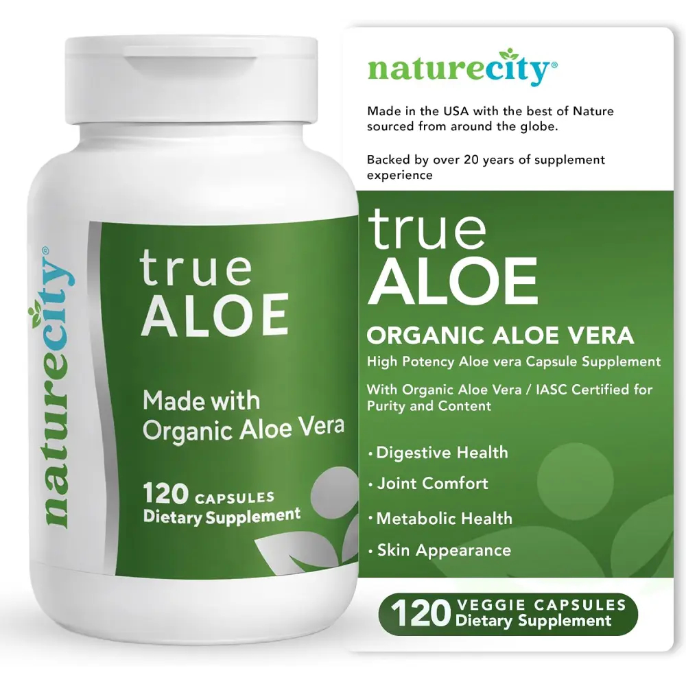 Aloe Vera Capsules 120 Capsules Organic Aloe Vera Powder TrueAloe Aloe Barbadensis Plant Based Supplement