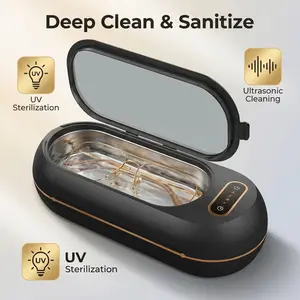 45kHz Retainer Cleaner Machine, 200ML Ultrasonic Dental Cleaning Pod with 4 Modes, Digital Timer, Mouth Guard,Ultrasonic Jewelry Cleaner,Portable USB Makeup Brush Cleaner Cleaner for Denture, Aligner, Braces, Toothbrush, Jewelry and More,