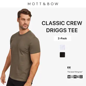 Mott & Bow 1 Pack, 2 Pack, Classic Crew Driggs Tee Light and Breathable Menswear Pre-shrunk and Pre-washed Casual Shirt