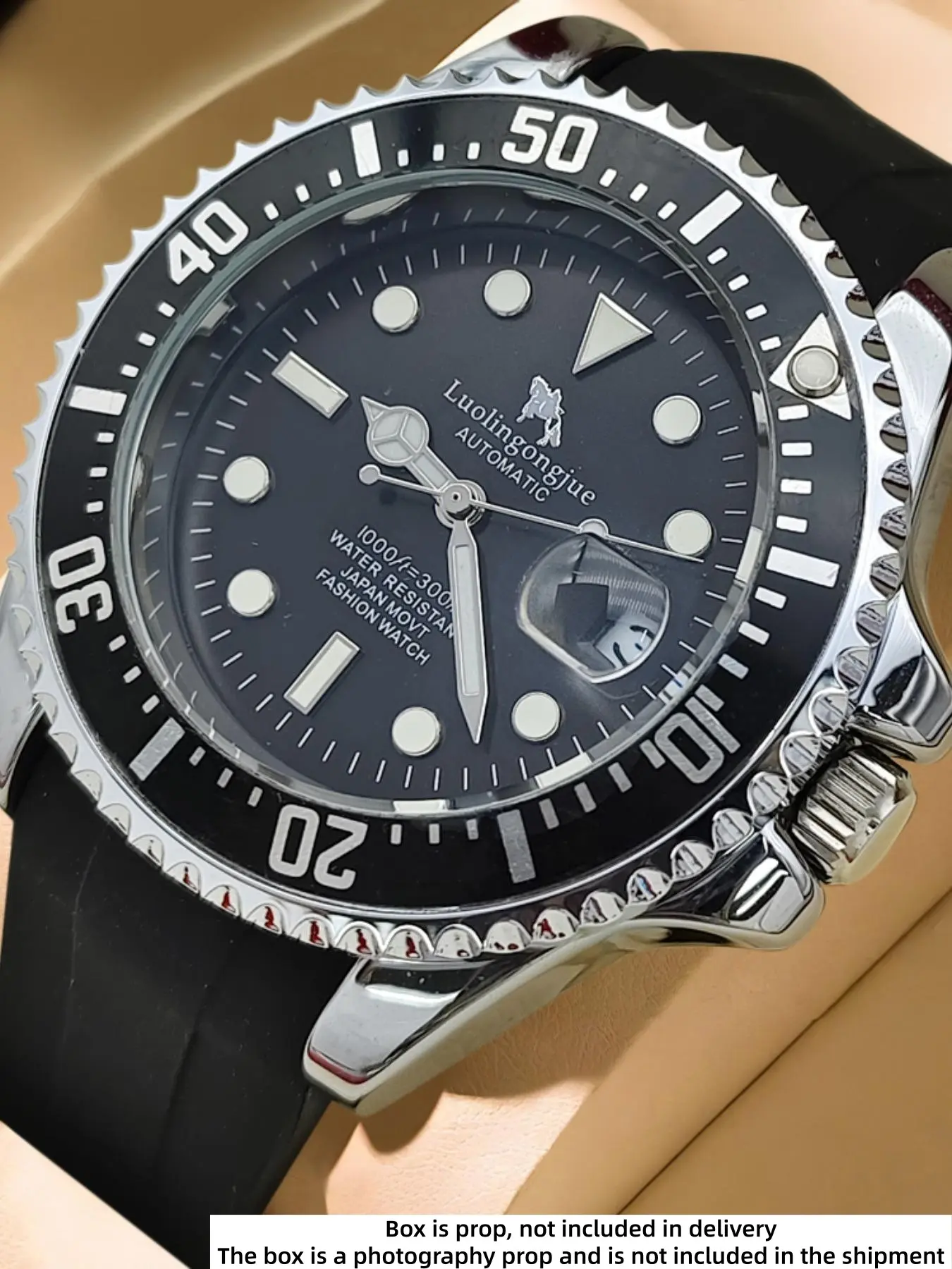 Men's Mechanical Watch, Fully automatic watch, Business Watches, Round Analog Dial, Automatic European & American style Submariner series Blackwater Ghost, automatic winding, hollow design, Silicone Strap, Business & Casual Wear, Waterproof Wristwatch