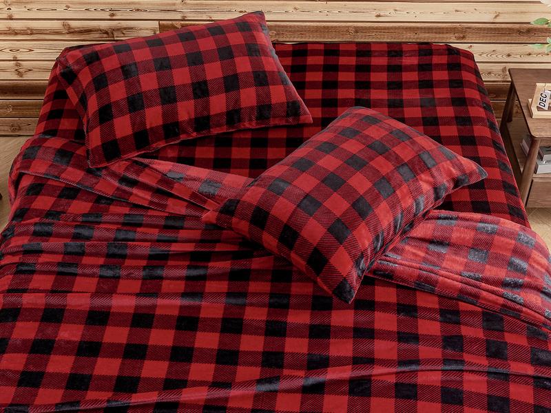 BEDELITE Super Soft Fleece Sheets Set - Queen/King Size, Fitted Flat Pillowcases, Deep Pocket, Comfortable Bedding for Valentine's Day Gifts