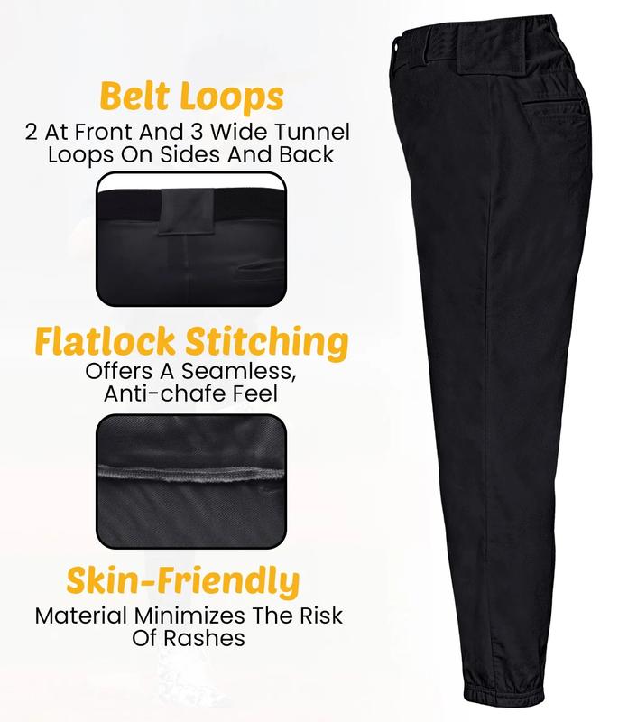 Penveer Pull-Up Youth Baseball Pants, Quarter Open Fly Boys Baseball Pants with Durable Snap & Elastic Bottom, T Ball Pants (Black) Athletic Outfits Sporty Style Clothes