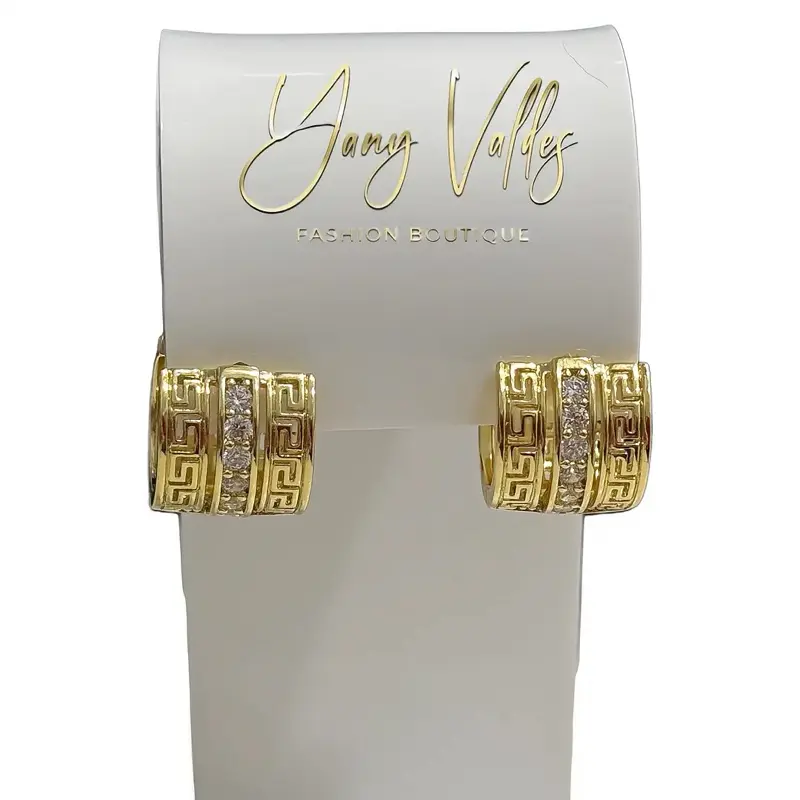 Gold hoop earrings  modern style with stones