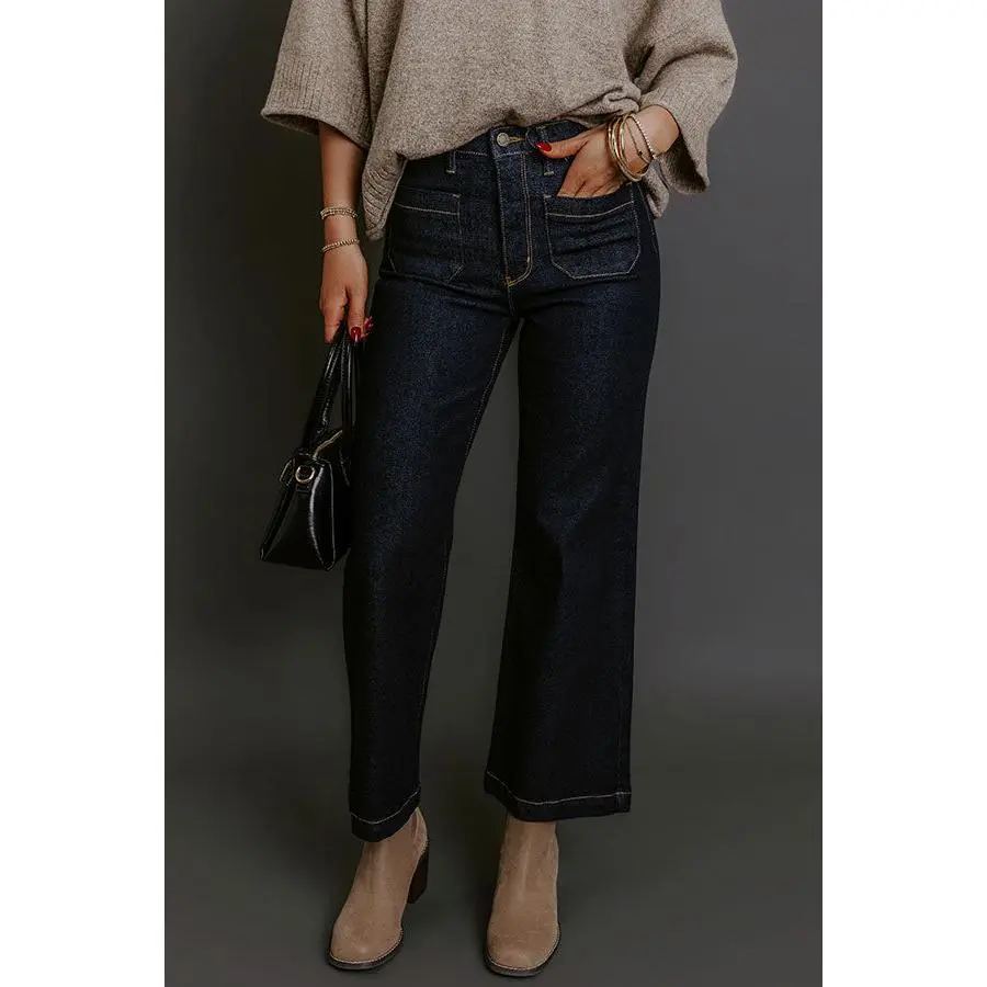 JUST USA Sailor High Waist Wide Leg Jean in Dark Wash