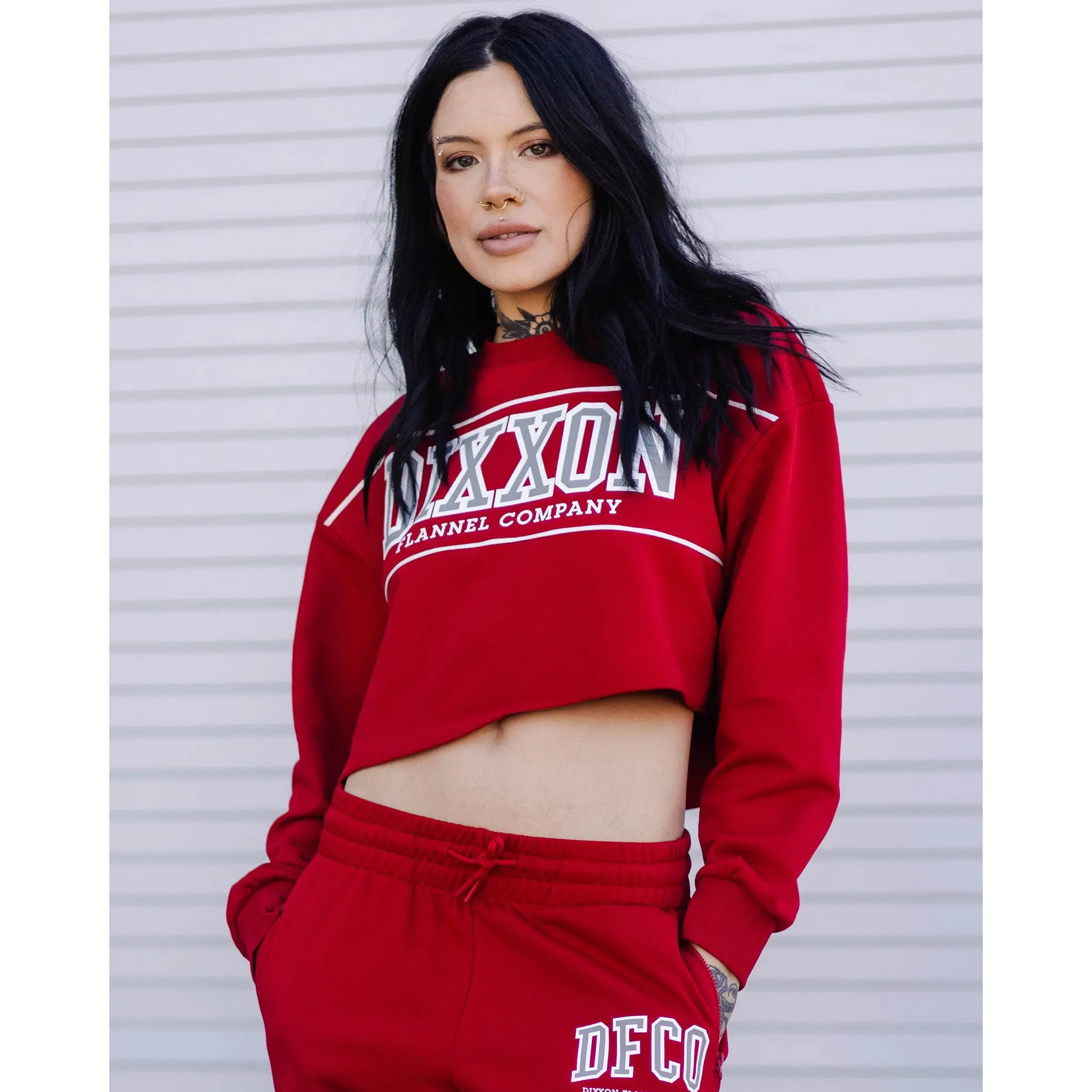 Women's DFCO Cropped Crewneck Sweatshirt - Red