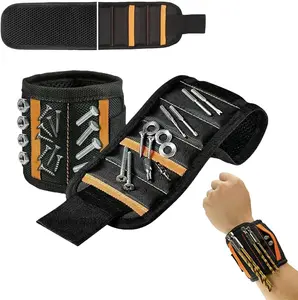 Magnetic Wrist Tool Holder, Free Up Your Hands & Cut Project Time, Adjustable Magnetic Wristband for Screws Nails Drill Bits, Tool Wrist Strap with Pockets for DIY, Repair