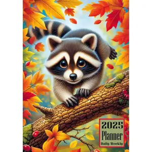 2025 Planner: Raccoon Animal themed Cover Daily Weekly Diary 12 Month Calendar Vision board Schedule Organizer Goals Address Contact Notes Paperback – September 14, 2024