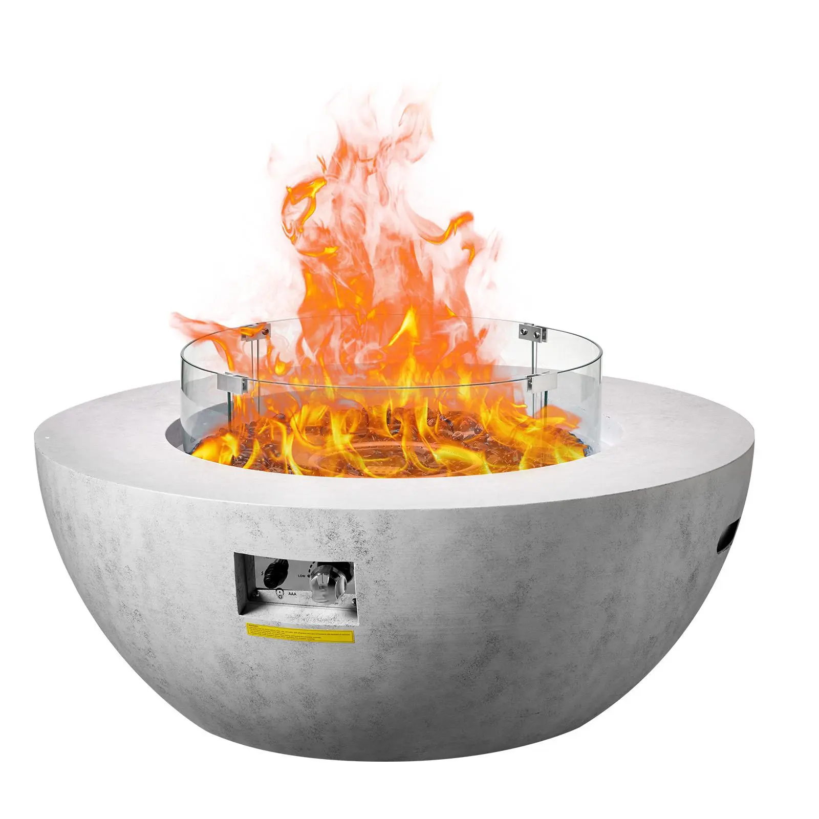 VEVOR Propane Fire Pit,  Outdoor Concrete Gas Fire Pit, 39 in Tabletop with Lava Rocks, Lid,Rain Cover,Adjust Flame Height Camping Firepit for Heating, Lighting, 50000 BTU#BackToSchool