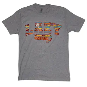 Lazy J Ranch Santa Fe Aztec T-Shirt - Light Grey