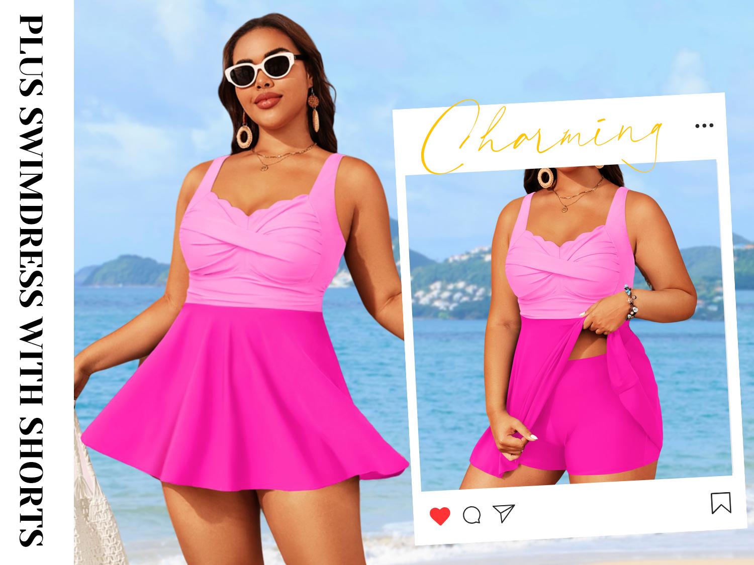 Aqua Eve Plus Size Swim Dress - Two Piece Tankini Tummy Control Bathing Suit with Shorts 2026 Swimsuit