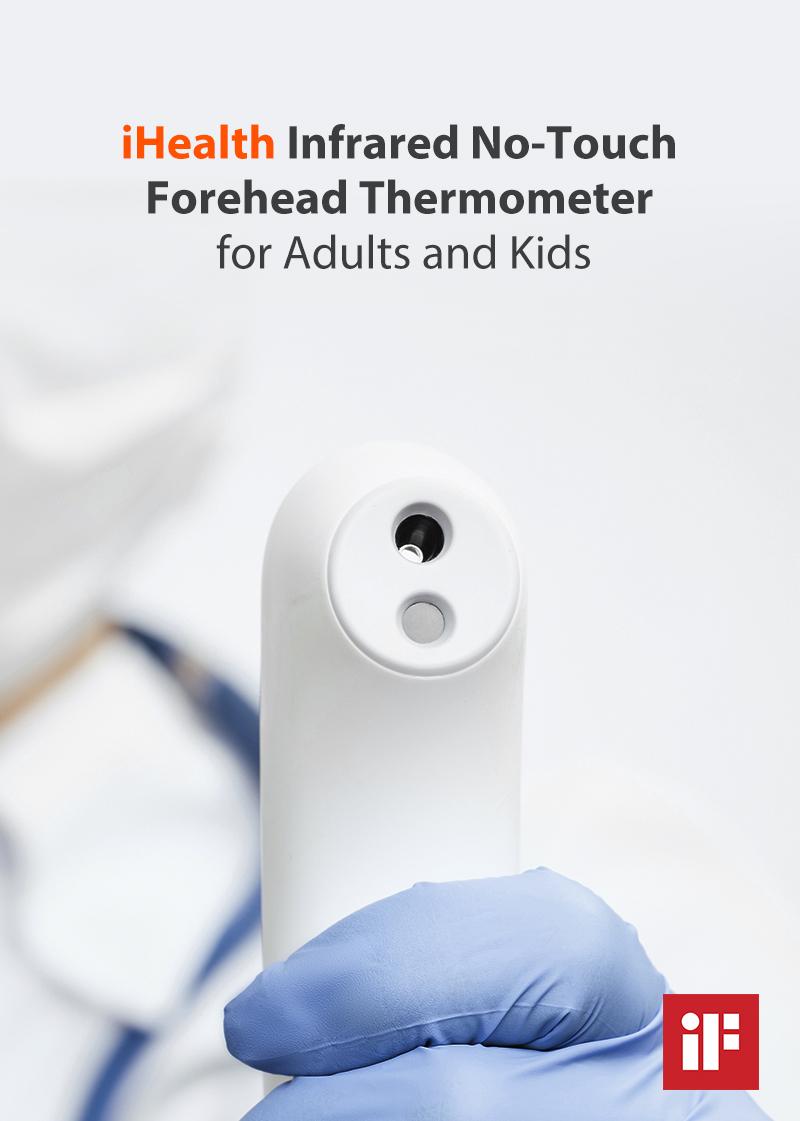 iHealth PT3 No-Touch Forehead Thermometer, 3 Ultra-Sensitive Sensors, Quiet Vibration Feedback, Large LED Digits, Accurate Thermometer Fever for Home Healthcare White