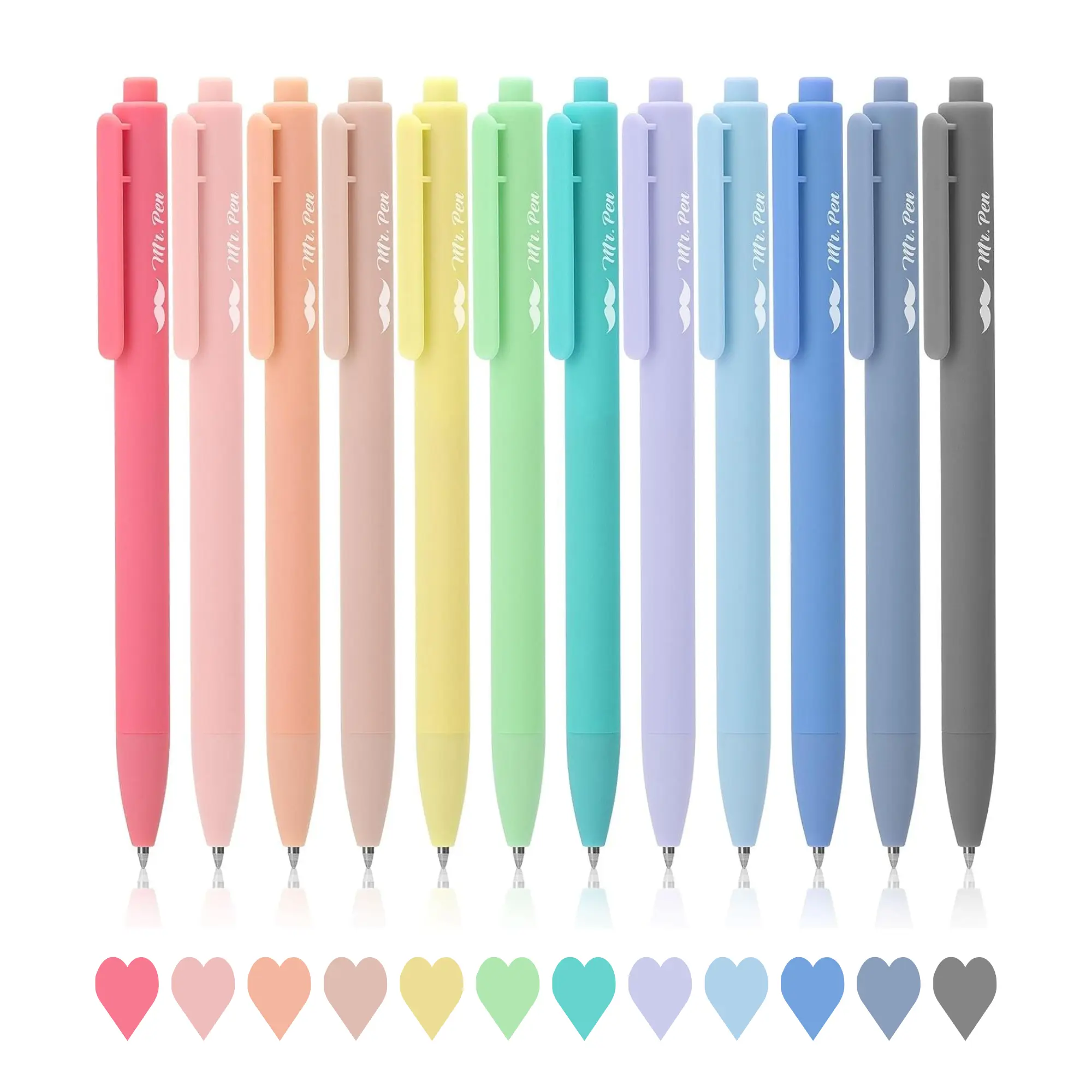 Mr. Pen Retractable Gel Pens, 12-Pack Boxed Pack & Refills, 0.7mm Fine Point Assorted Hues Pastel Stationery Supplies, Fast Dry for Journaling & Art, Smooth Writing Experience, School Supplies, Boxed Pack Pens & Refills