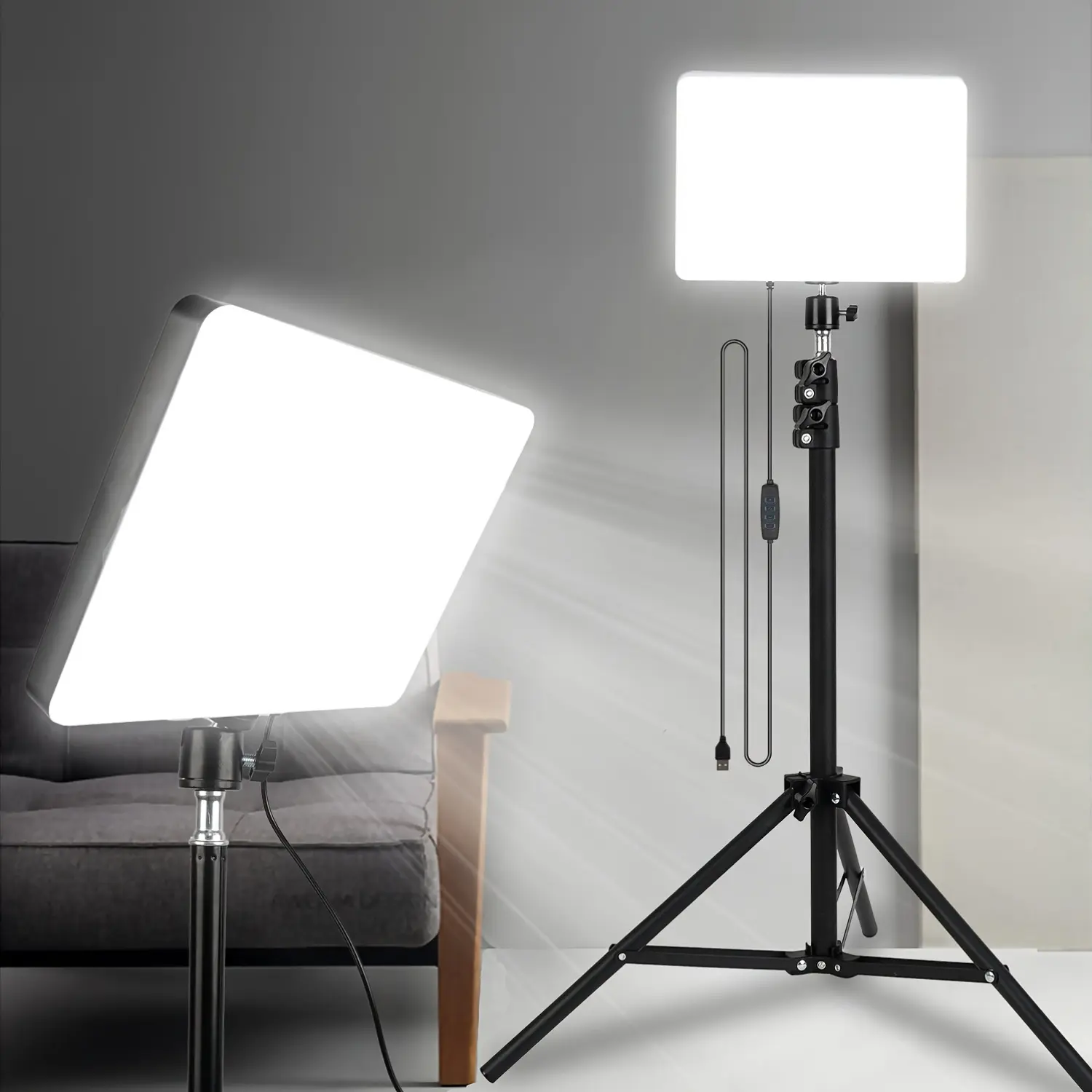 [LED | Video Light] Uegogo 10-inch LED Video Light | USB Powered, Multi-Angle Rotating Pan Head, All-angle Adjustable 62-inch Tripod | Versatile Use for Indoor Studio Photography, Makeup & Live Streaming, No Built-in Battery