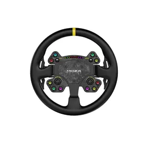 MOZA RS V2 Steering Wheel - 13-inch Carbon Fiber Rim with LED RGB Rev Light & Quick Release Mechanism for Enhanced Sim Racing Experience