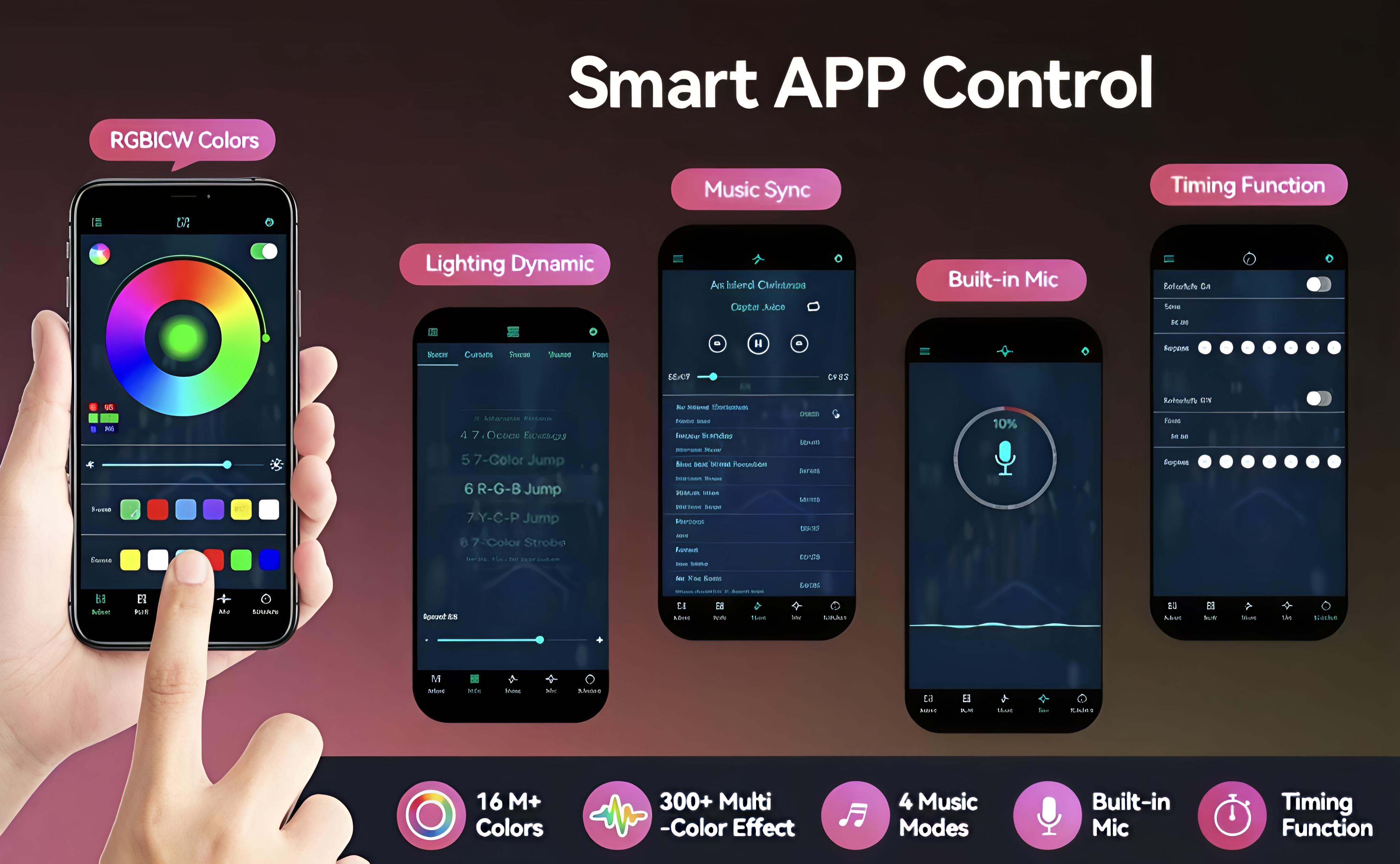 Intelligent RGB LED Floor Lamp with Remote Control & USB Power Support for Mobile APP Dimming Music Sync & Adjustable Brightness for Reading Relaxation