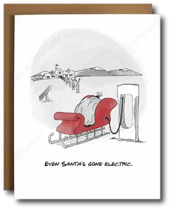 Electric Sleigh Santa Funny Christmas Card