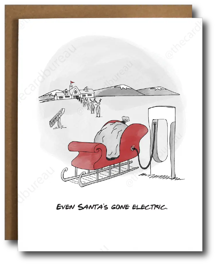 Electric Sleigh Santa Funny Christmas Card