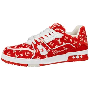 LOUIS VUITTON Trainer Lace-Up Low-Top Sneakers in Red and White for Men and Women Trending Shoes, House White Official Shoes to Get / Maison Mihara