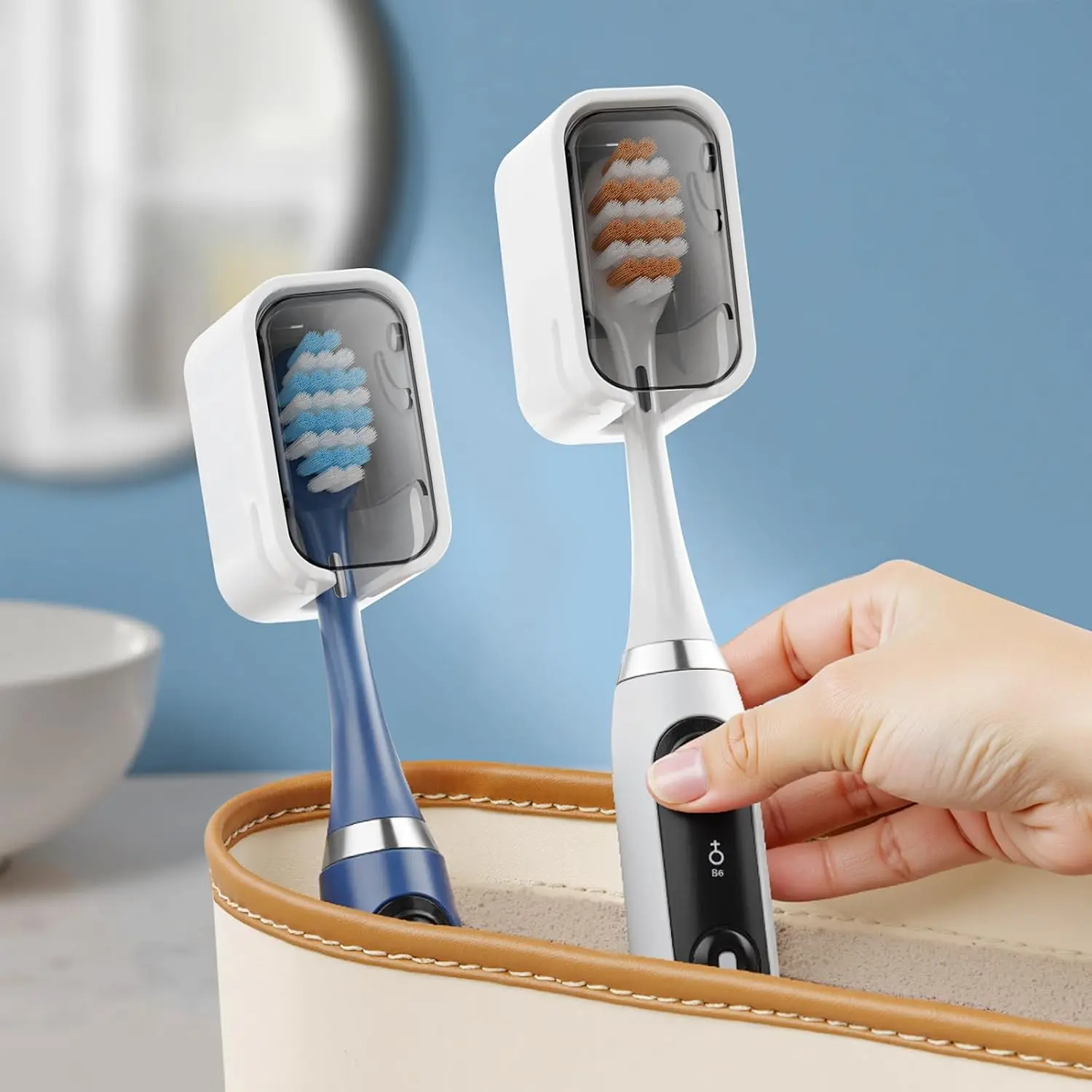 GONGQIN 2PCS Thickened Electric Toothbrush Covers - Waterproof, Dustproof Toothbrush Holders, Removable Bathroom Accessory, Compact Storage, Portable for Travel Camping